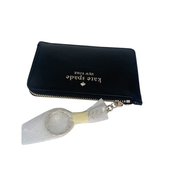 Kate Spade medium l-zip card holder with Key Ring Black - Picture 3 of 6